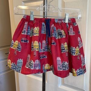 Mini Biden Woven Twirl Skirt Velvet Drawstring London Scene Pattern 5-6 Years
